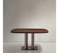 Tavolo Melvar in impiallacciato di noce e gambe con base in acciaio inox spazzolato 121 x 121 cm