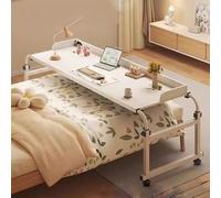 Tavolo mobile regolabile in altezza sopra il letto, tavolo mobile con ruote per mangiare, leggere e lavorare, 65-95 cm, carrello portatile per laptop, vassoio medico divano letto laterale