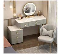 Tavolo moderno con specchio LED regolabile, statistica per il trucco dimmerabile, in legno massiccio con 6 ders, include sgabello, perfetto per la decorazione della camera da letto e del soggiorno.