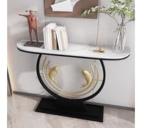 Tavolo moderno in finto marmo, consolle stretta per corridoio e soggiorno, 150 cm di lunghezza dietro il divano, elegante tavolo da divano (bianco)