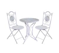 Tavolo mosaico in ferro battuto tondo con 2 sedie cm ø60h75