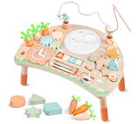 Tavolo Multiattivita Bambini Giochi Montessor 1 2 3 Anno, 9-in-1 Tavolino Bambino in Legno, Bambini Giocattoli Bambina Regalo 1+ Anni, Giochi Educativi Centro Attivita Neonato (Colori Naturali)