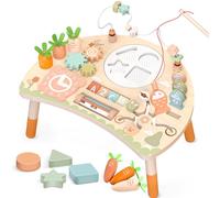 Tavolo Multiattivita Bambini Giochi Montessori 1 2 3 Anno, 9-in-1 Tavolino Bambino in Legno, Bambini Giocattoli Bambina Regalo 1+ Anni, Giochi Educativi Centro Attivita Neonato (Colori Naturali)