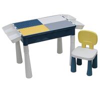 Tavolo multifunzione con contenitore, superficie da scrivania reversibile e set di sedie. Compatibile con vari mattoncini, tra cui LEGO (61 x 42)