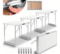 Tavolo multifunzione professionale 3 pezzi, 100 x 60 cm, tavolo da tappezzeria, portata 30 kg, con funzione allungabile, tavolo pieghevole, tavolo da campeggio e da campeggio regolabile (Weiß) La fles