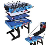 Tavolo Multigioco 5 in 1 Calcetto da Tavolo Calcetto Multigioco Calciobalilla 4 Vs 4 Aste Rientranti/Ping Pong/Tavolo da Biliardo/Speed Hockey/Pallacanestro Natale per il compleanno.