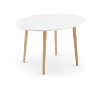 Tavolo ovale allungabile Oqui MDF laccato bianco gambe massello di faggio 120 (200) x 90cm