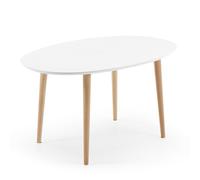 Tavolo ovale allungabile Oqui MDF laccato bianco gambe massello di faggio 140 (220) x 90cm
