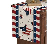 Tavolo patriottico, Tavolo patriottico del giorno commemorativo del 4 Luglio, Percorsi Tessuto patriottico Stelle e strisce americane, Decorazioni giorno commemorativo