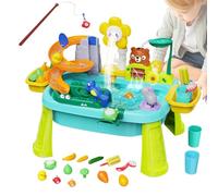 Tavolo per acqua e sabbia per bambini, giocattolo da spiaggia per bambini, grande stazione di attività sensoriale da 60 cm, via d'acqua interattiva alimentata a batteria, robusta attrezzatura in