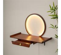 Tavolo per Altare da Parete, Altare Buddista con Luce a LED, mensola per Altare Fatta a Mano con Piastra Estraibile per incenso e offerte (Marrone Chiaro, L: 19,7")