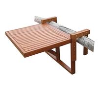 Tavolo per balcone in legno di eucalipto, 60 x 45 cm, pieghevole, da appendere alla ringhiera