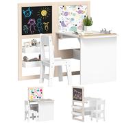 Tavolo per bambini Aiyaplay con sedia e tavolo da cavalletto pieghevole per bambini +3 anni con ripiani e rotolo di carta bianca