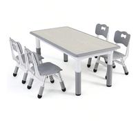 Tavolo per bambini con 4 sedie, dinette per bambini regolabile in altezza, set di sedie da tavolo per l'asilo e la cameretta, mobili per bambini in plastica, dinette per ragazzi e ragazze a partire da