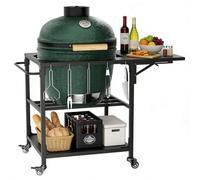 Tavolo per barbecue da esterni per Big Green Egg XL, pieghevole, resistente alle intemperie, con ruote e superficie d'appoggio, robusto carrello in metallo per terrazza, giardino, balcone