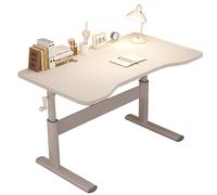 Tavolo per computer con manovella, in legno massiccio e acciaio al carbonio, regolabile in altezza 65-90 cm, con cassetto, 100 x 60 cm, design ergonomico per casa e ufficio