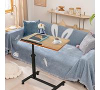 Tavolo per computer portatile, altezza regolabile, con ruote, supporto pieghevole, legno di ebano, 60 x 34,5 x 58/90 cm