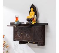 Tavolo per incenso buddista in bambù per preghiera,armadietti per divinità della ricchezza, mobiletto per Buddha montato a parete in legno massello per la casa(50x30x34.5cm/19.7x11.8x13.6in)