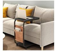 Tavolo per laptop a forma di C su ruote, mobile sopra il letto, con tasca laterale, ideale per uso domestico o ufficio, tavolino laterale per snack e laptop
