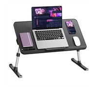 tavolo per laptop, tavolo da letto SAIJI, spessi piedi stabili, altezza e angolo regolabile, abbastanza spazio per il mouse, fino a 17in laptop, per l'ufficio a casa, apprendimento (nero, 60 * 33cm)