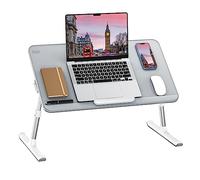 tavolo per laptop, tavolo da letto SAIJI, spessi piedi stabili, altezza e angolo regolabili, abbastanza spazio per il mouse, fino a 17in laptop, per l'ufficio a casa, colazione (Grigio, 60 * 33cm)