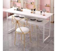 Tavolo per Manicure Banco per Unghie per Onicotecnica, Stazione per Unghie, Piano del Tavolo Spazioso, Tavolo con Venature in Marmo, Stazione di Lavoro per Salone Termale (Size:80cm,Color:bianco)