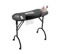 Tavolo per manicure con aspirazione, tavolo per manicure, pieghevole, con sacchetto per la polvere e ruote, 90 x 40 x 72 cm, per rifilatura, bellezza, cura delle unghie, ecc. (nero)