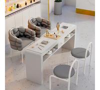 Tavolo per manicure con collettore di polvere integrato e presa nascosta, stazione di lavoro per salone di bellezza con piano in marmo, gambe robuste e finitura liscia per uso domestico o salone