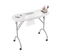 Tavolo per manicure, pieghevole, per manicure, per manicure, portatile, con ruote, con cuscino per il trattamento, borsa per il trasporto (bianco)