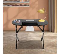 Tavolo per manicure portatile, tavolo per manicure con ventosa, nero, pieghevole, con 3 sacchetti per aspirapolvere, per la cura delle unghie, 90 x 40 x 72,5 cm