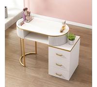 Tavolo per Manicure Professionale - Elegante scrivania in Legno per onicotecniche, Ideale per saloni e Uso Domestico, postazione Spa per Unghie Resistente con armadietto portaoggetti, 80 cm,