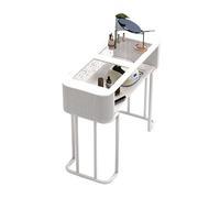 Tavolo per manicure, scrivania professionale per nail art, con cassetto e mensole, moderna bellezza in legno per salone spa, uso domestico, piano di lavoro in vetro