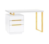 Tavolo per Manicure senza Aspiratore con Cassettiera | Mod. 3311G (Bianco/oro)