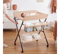 Tavolo per pannolini pieghevole Bebe, tavolo per pannolini pieghevole con cintura di sicurezza e cesto portaoggetti, altezza regolabile in 3 posizioni, cassettiera per pannolini portatile, carico 25