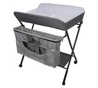 Tavolo per pannolini pieghevole e portatile, tavoli a strati mobili con borsa per riporre oggetti, cintura di sicurezza e portaoggetti sotto jacent, cura per neonati con ruote (80 x 63 x 93-99 cm)