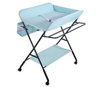 Tavolo per pannolini pieghevole e portatile, tavoli a strati mobili con borsa per riporre oggetti, cintura di sicurezza e deposito sotto - Jacent, cura per neonati con ruote (80 x 66 x 98 cm)