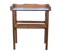 Tavolo per piante con mobile di base Tavolo per piante in legno, da balcone, impregnato, con vano portaoggetti e piastra in metallo, LxLxH 78x38x86 cm