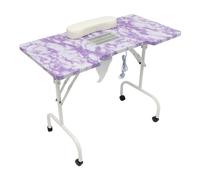 Tavolo per unghie con aspirazione, tavolo per manicure con 4 ruote universali, tavolo per manicure, saloni di bellezza, uffici, 95 x 48 x 72,5 cm (bianco+viola)