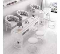 Tavolo per Unghie Manicure e Nail Art, Scrivania per Onicotecnica con Cassetti di Stoccaggio, Gambe Dorate, Tavolo da Lavoro (Dimensioni: 120 x 40 x 78 cm, Colore: Bianco)