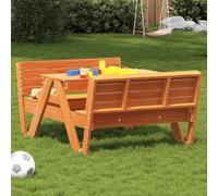 Tavolo Picnic Bambini in Legno Massello Pino 88x122x58 cm Marrone Cera - Durevole e Robusto per Giardino, Scuola Parco Set per Mangiare e Giocare all'Aperto con Sedute Ventilate - Età 2-8 Anni