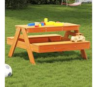 Tavolo Picnic Bambini in Legno Massello Pino 88x97x52 cm Marrone Cera - Durevole e Robusto per Giardino, Scuola Parco Ideale per Mangiare, Giocare e Disegnare all'Aperto - Età 2-8 Anni