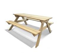 Tavolo picnic in legno di pino impregnato con panche 180x150xH70 cm resistente per esterno
