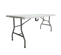 Tavolo Pieghevole 183x76 cm Garden Friend Bianco Acciaio HDPE Salvaspazio