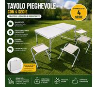 Tavolo Pieghevole 4 Sedie Set Campeggio Portatile Salvaspazio Valigetta