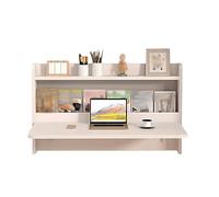 Tavolo pieghevole a parete con ripiano portaoggetti, scrivania galleggiante 2 in 1 per laptop per piccoli spazi, casa, ufficio, camera da letto, cucina (bianco, 100 x 46 x 60 cm)