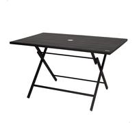AKTIVE Tavolo pieghevole da giardino 120 x 75 x 70 cm, in acciaio nero resistente, foro per ombrellone (non incluso), adatto per 4 persone, max 30 kg, ideale per esterni e interni, giardini e terrazze