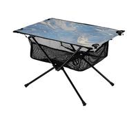 Tavolo pieghevole blu-bianco fluido piccolo resistente alle intemperie barbecue tavolo con borsa portaoggetti per barbecue campeggio cucina