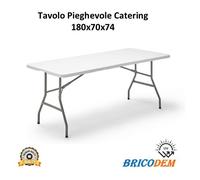 Tavolo Pieghevole Catering per Giardino In Plastica Bianco 180x70x74