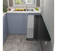 Tavolo pieghevole compatto da parete, piccola scrivania da cucina, superficie liscia facile da pulire, 4 opzioni di colore (90 x 60 cm, nero), design salvaspazio per casa e ufficio