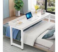 Tavolo pieghevole con deflettore circostante, grande scrivania per laptop, sala da pranzo o bar, versatile scrivania bianca con cornice bianca per casa, ufficio e sala da pranzo